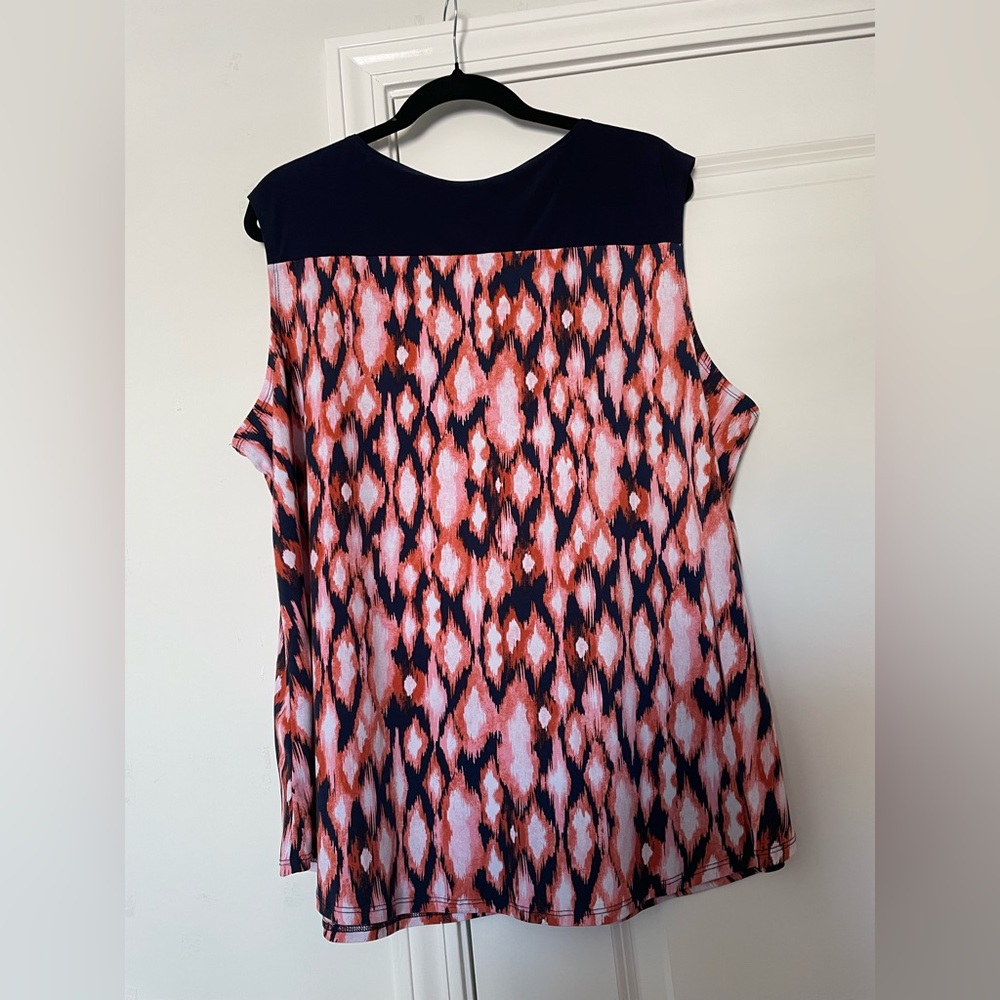 Elie McCarthy Womens Scoop Neck Blouse Tank Top 2X Abstract Geometric Casual - Picture 5 of 16